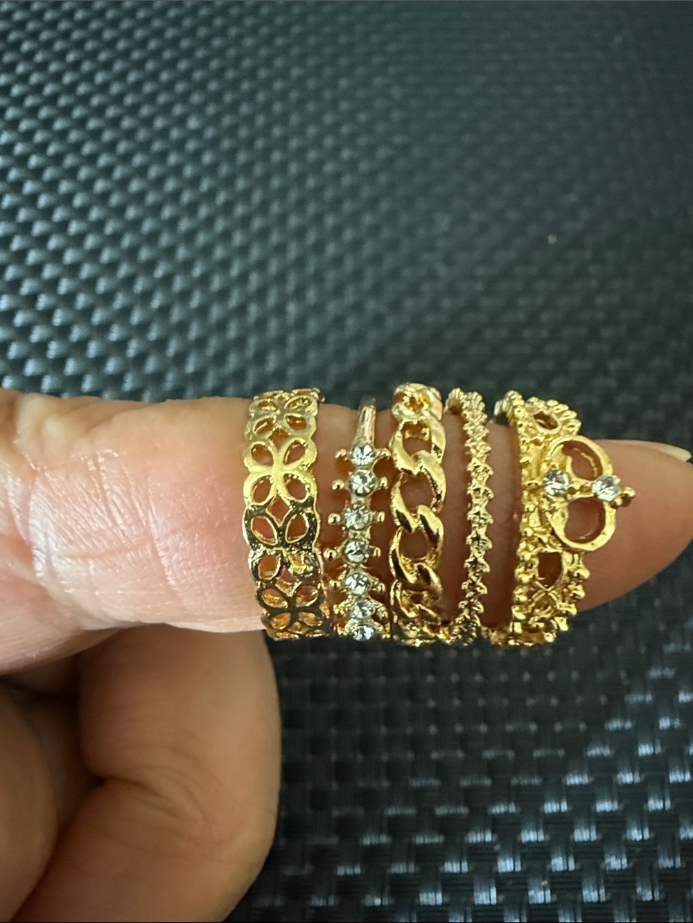 Gold Layered Women's Ring Set with Clear Stones
